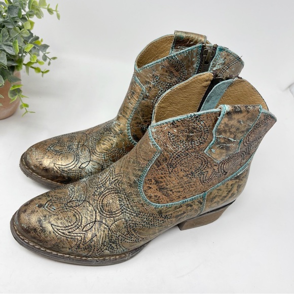 Sterling River Turquoise and Metallic Western Cowboy Boots - Picture 4 of 11